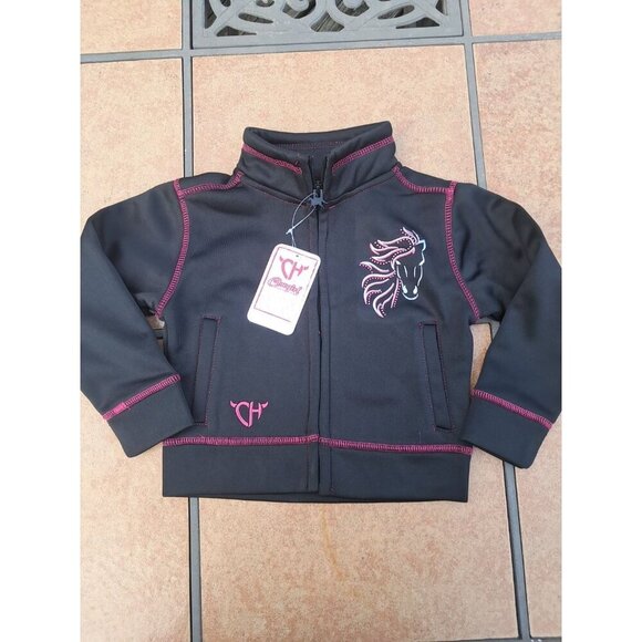 Cowgirl Hardware Medium Black Rhinestone Soft Shell Zip Jacket 18 Months - Picture 1 of 3